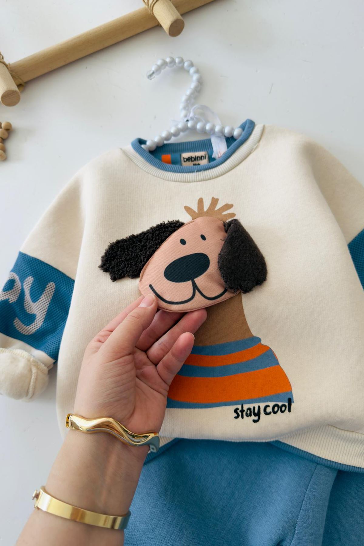 Miniğimin Cicileri Stay Cool Köpek Desenli Erkek Bebek Kışlık Takım - indigo