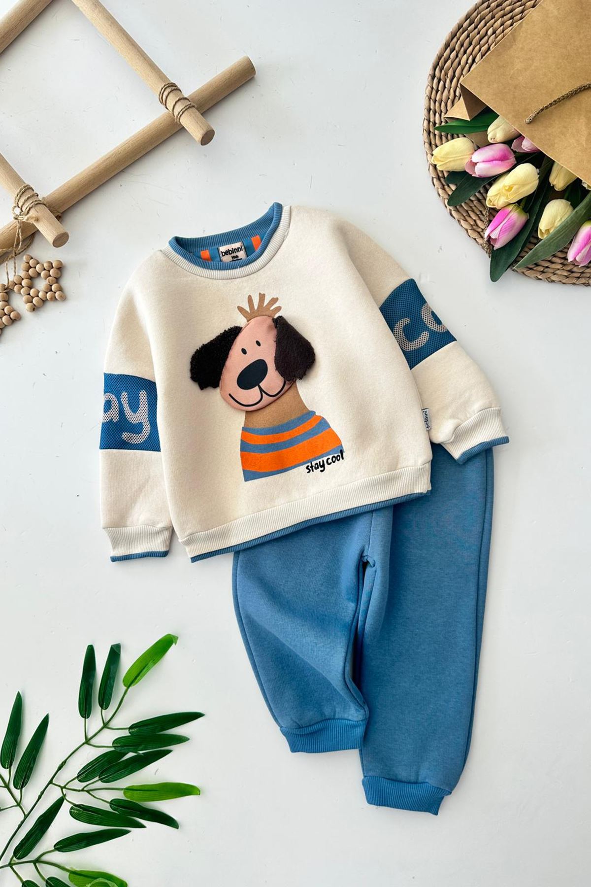 Miniğimin Cicileri Stay Cool Köpek Desenli Erkek Bebek Kışlık Takım - indigo