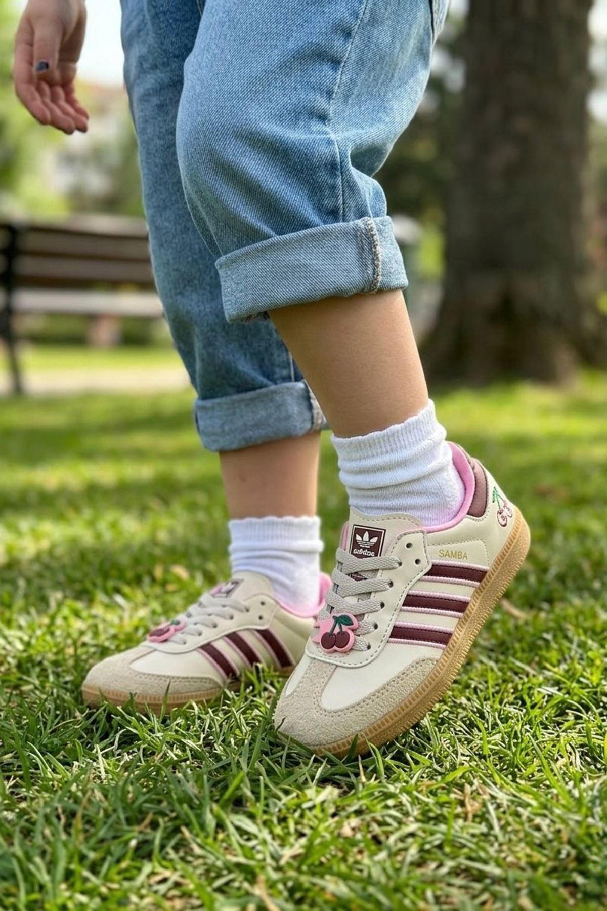 Miniğimin Cicileri Kiraz Desenli Kız Çocuk Spor Ayakkabı - Pembe