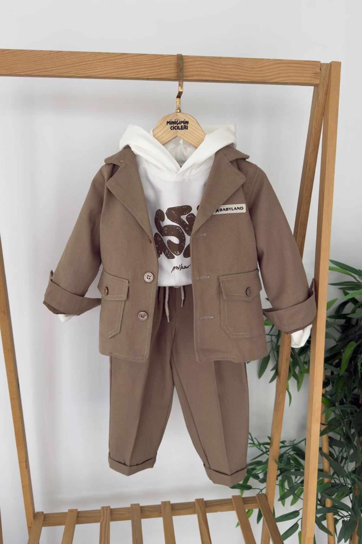 Miniğimin Cicileri Babyland Ceketli Erkek Çocuk 3’lü Kombin Takım - Haki
