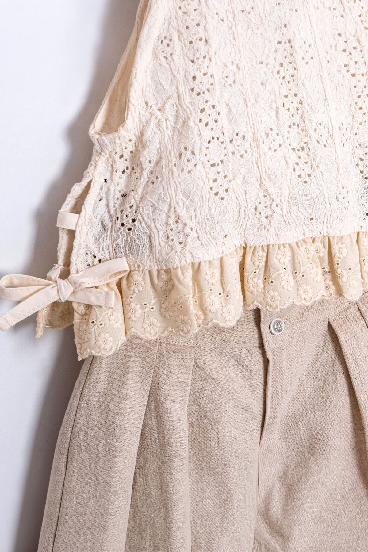 Miniğimin Cicileri Doğal Doku Kız Çocuk Bluz Pantolon Takımı - Bej