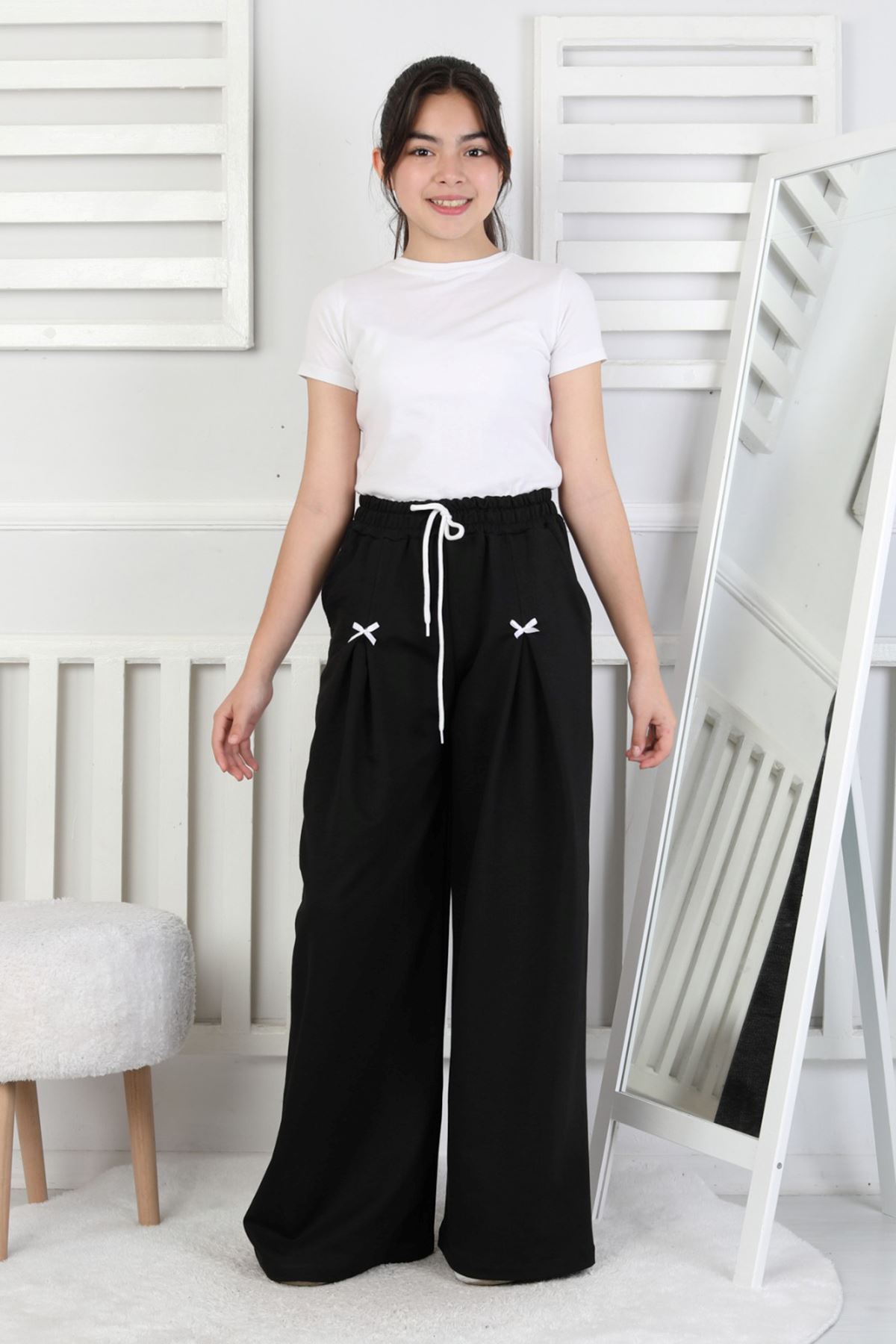 Miniğimin Cicileri 10-16 Yaş Fiyonklu Tek Alt Kız Çocuk - Siyah