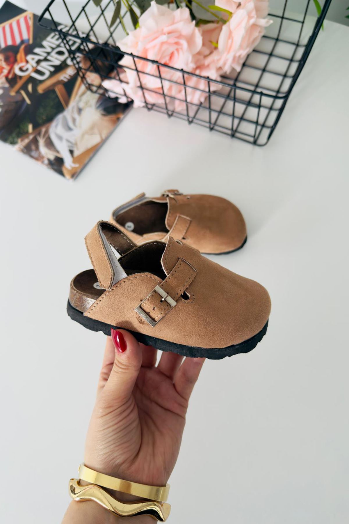 Miniğimin Cicileri Süet Unisex Çocuk Sabo Terlik - Camel
