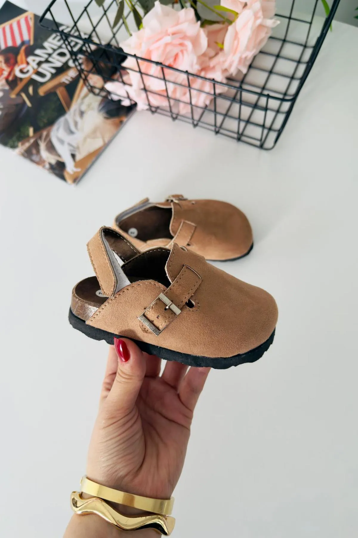 Miniğimin Cicileri Süet Unisex Çocuk Sabo Terlik - Camel