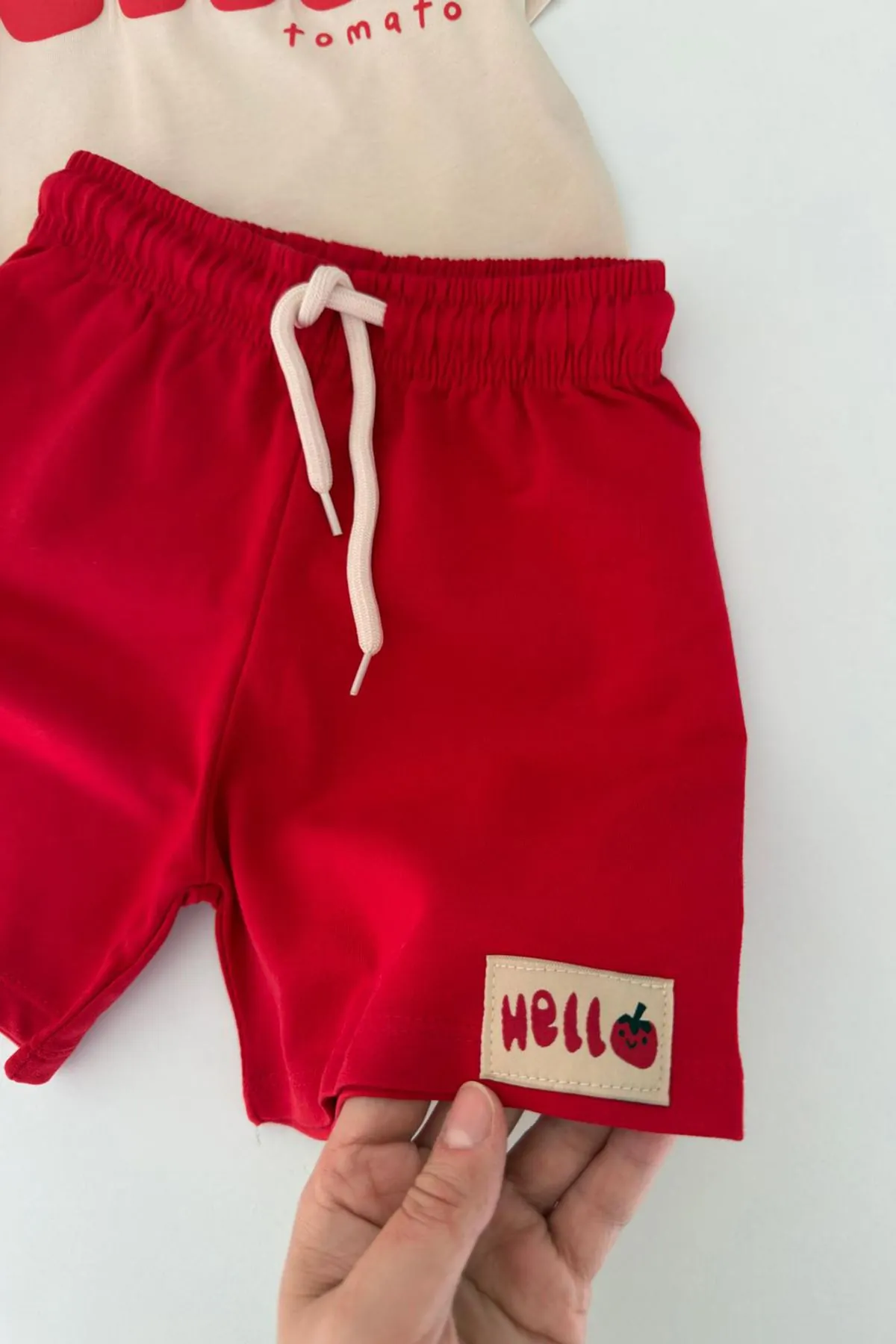 Miniğimin Cicileri Hello Tomato Baskılı Unisex Çocuk Takım - Krem