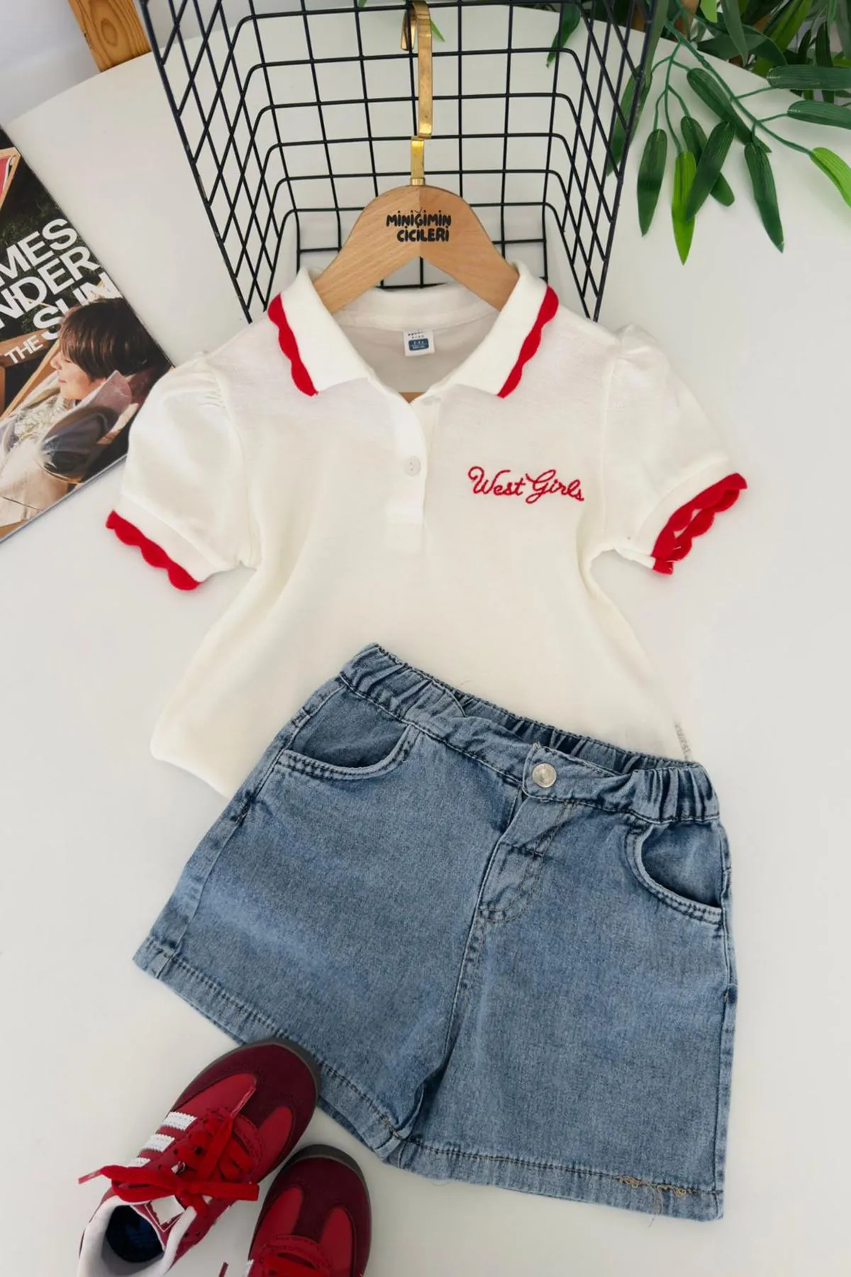 Miniğimin Cicileri West Girl İşleme Detaylı Spor Kız Çocuk 2 li Takım - Beyaz