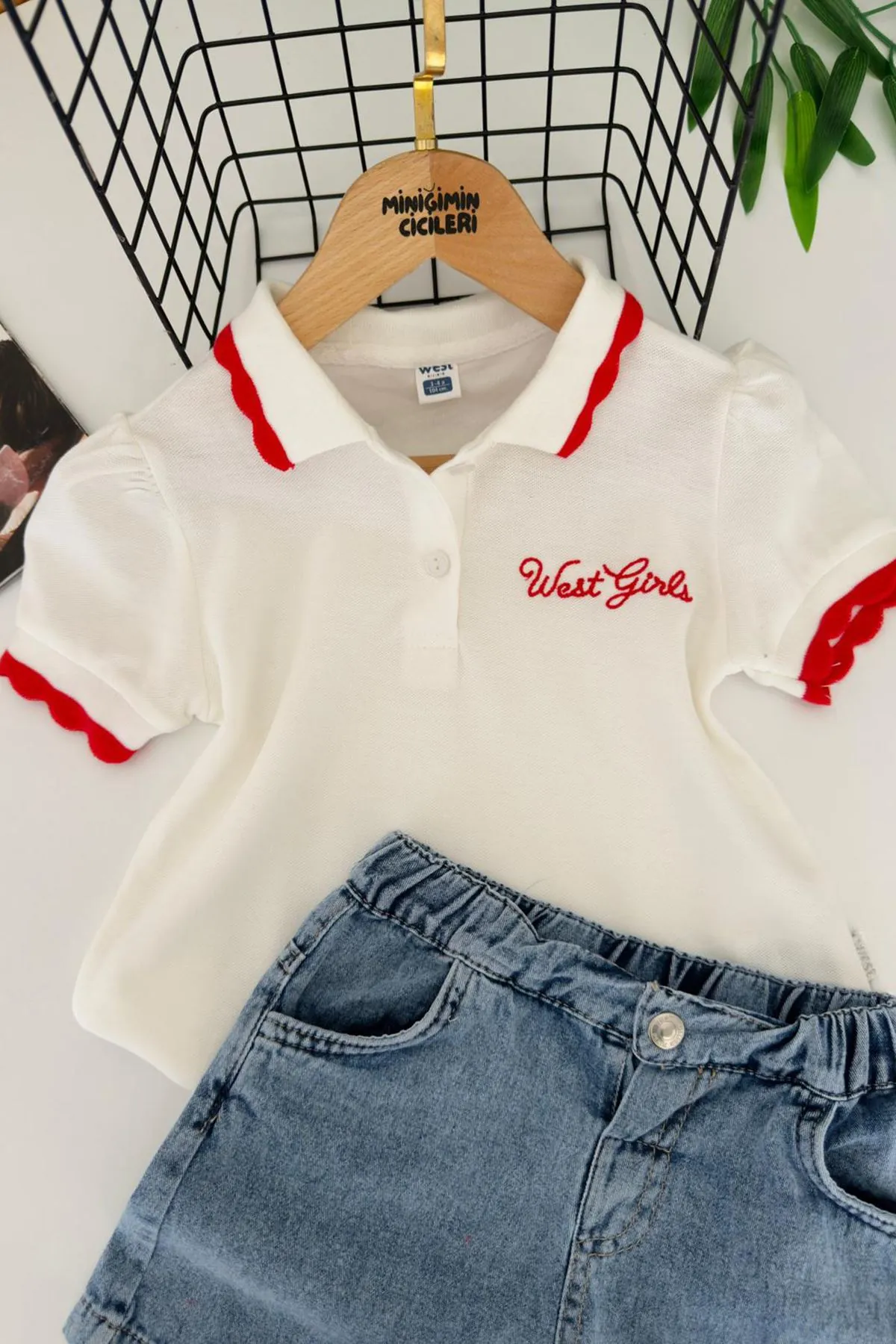 Miniğimin Cicileri West Girl İşleme Detaylı Spor Kız Çocuk 2 li Takım - Beyaz