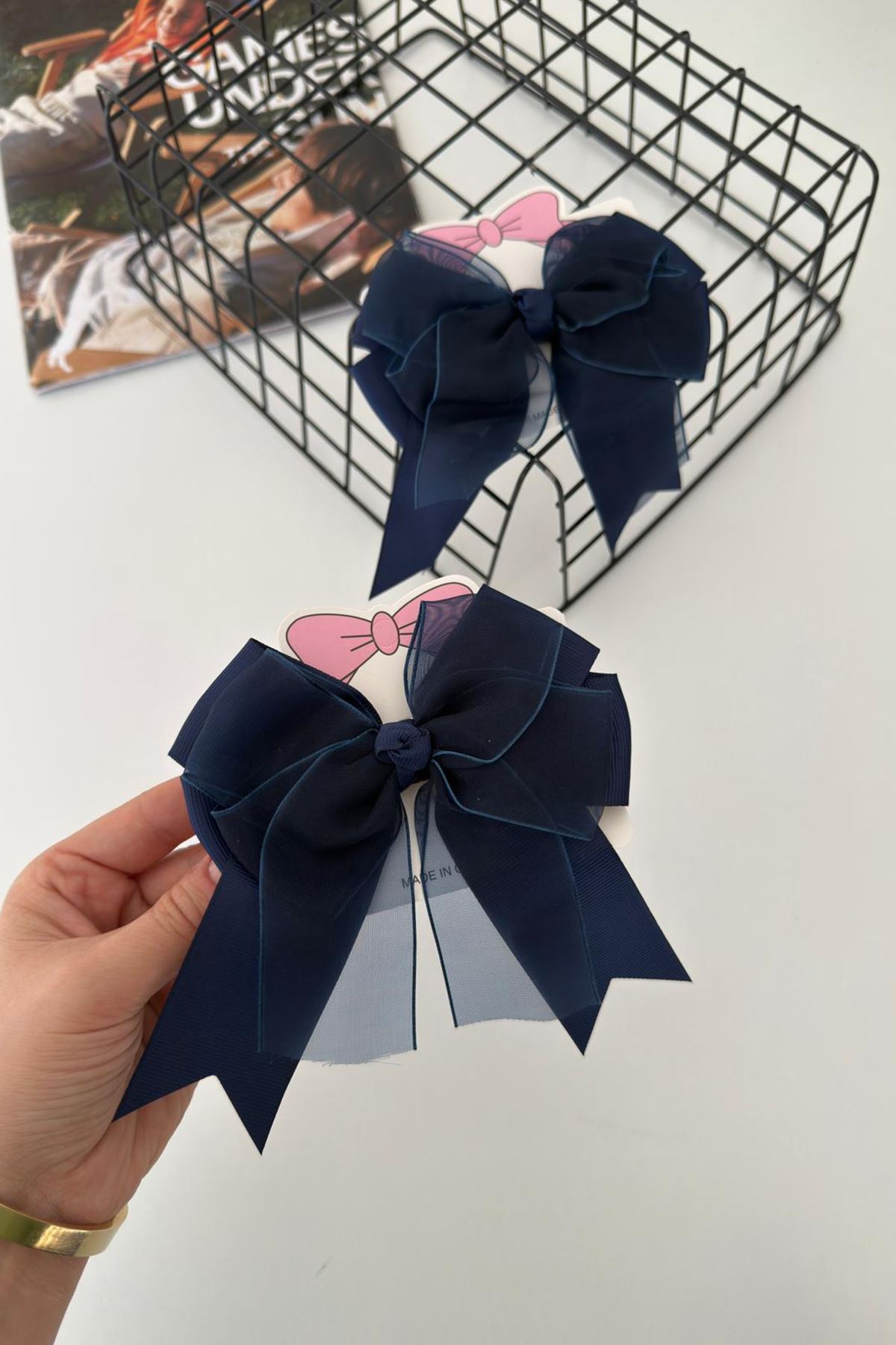 Miniğimin Cicileri Tül Fiyonk Detaylı Bağlama Kız 2 li Toka - Lacivert