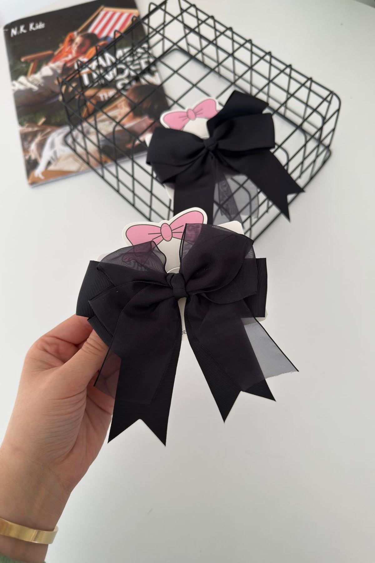 Miniğimin Cicileri Tül Fiyonk Detaylı Bağlama Kız 2 li Toka - Siyah