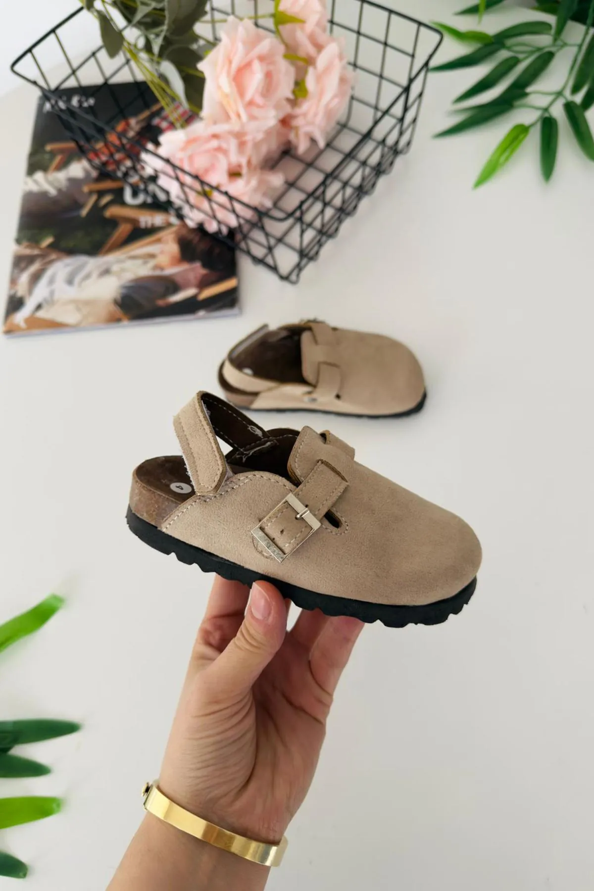 Miniğimin Cicileri Süet Unisex Çocuk Sabo Terlik - Bej