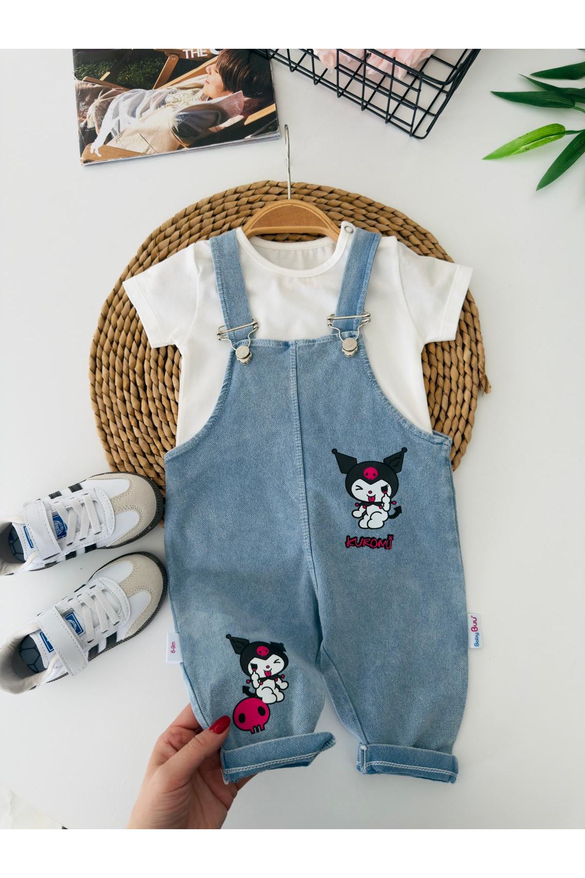 Miniğimin Cicileri Krm Baskılı Unisex Bebek Salopet Takım - Beyaz