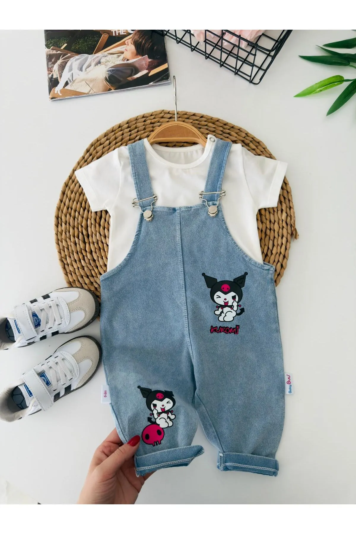 Miniğimin Cicileri Krm Baskılı Unisex Bebek Salopet Takım - Beyaz
