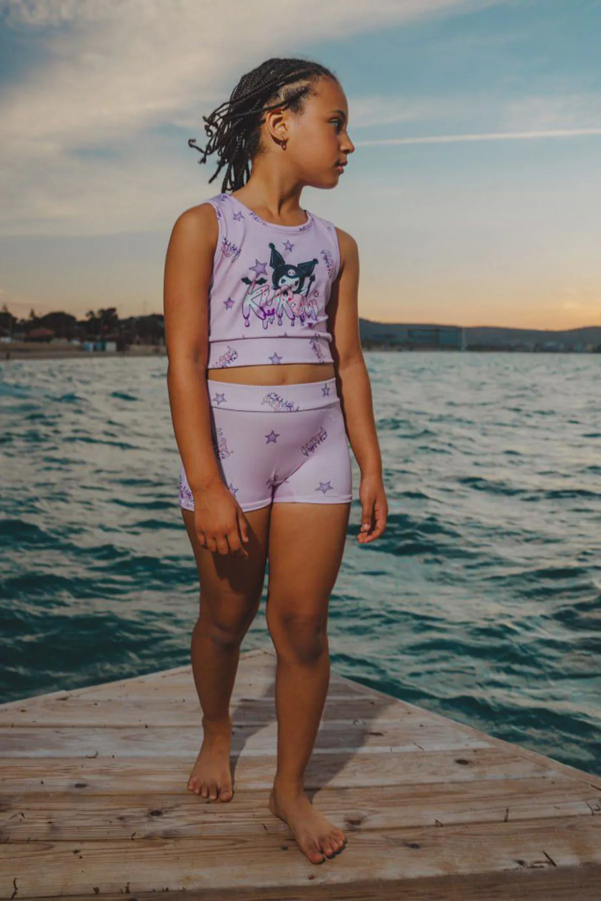 Miniğimin Cicileri Krm Baskılı Yıldız Desenli Kız Çocuk Bikini Takımı - Lila