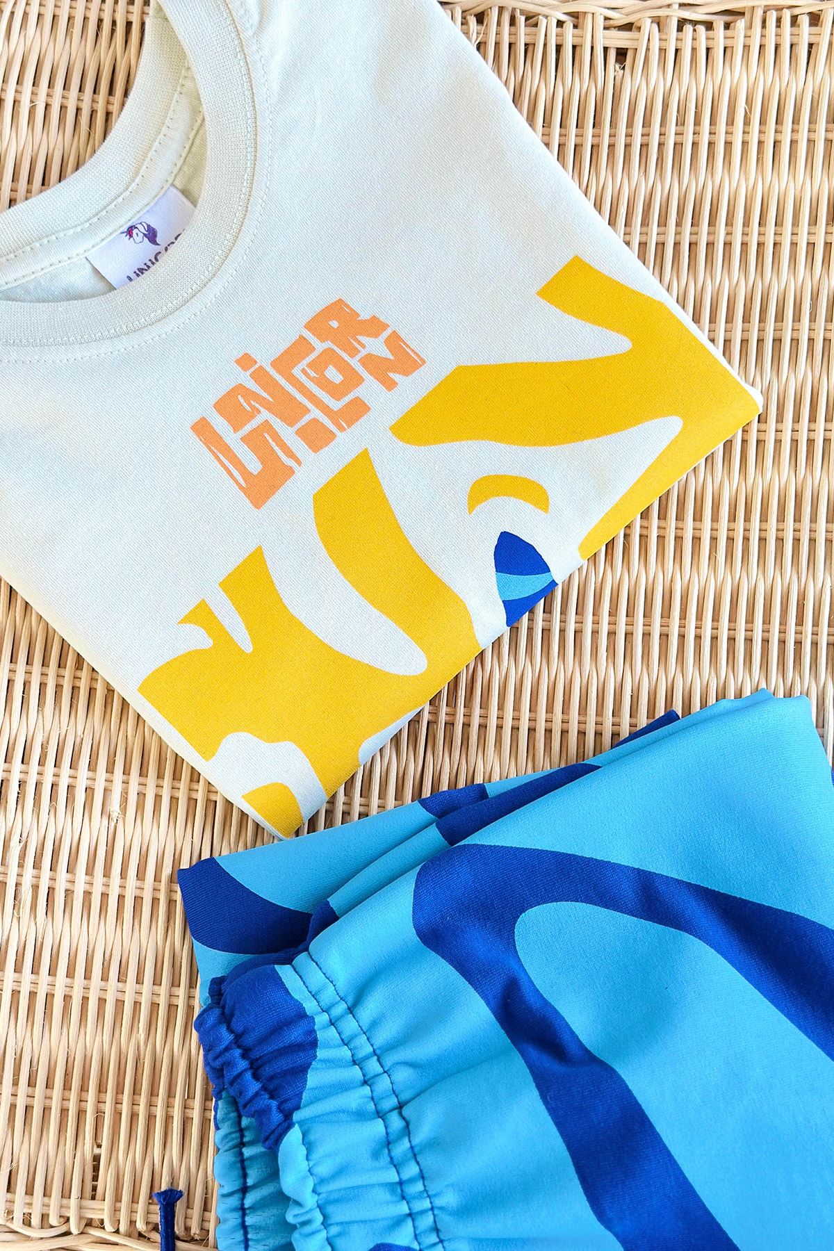 Miniğimin Cicileri Deniz Yıldızı Baskılı Unisex Çocuk Takım - Mavi