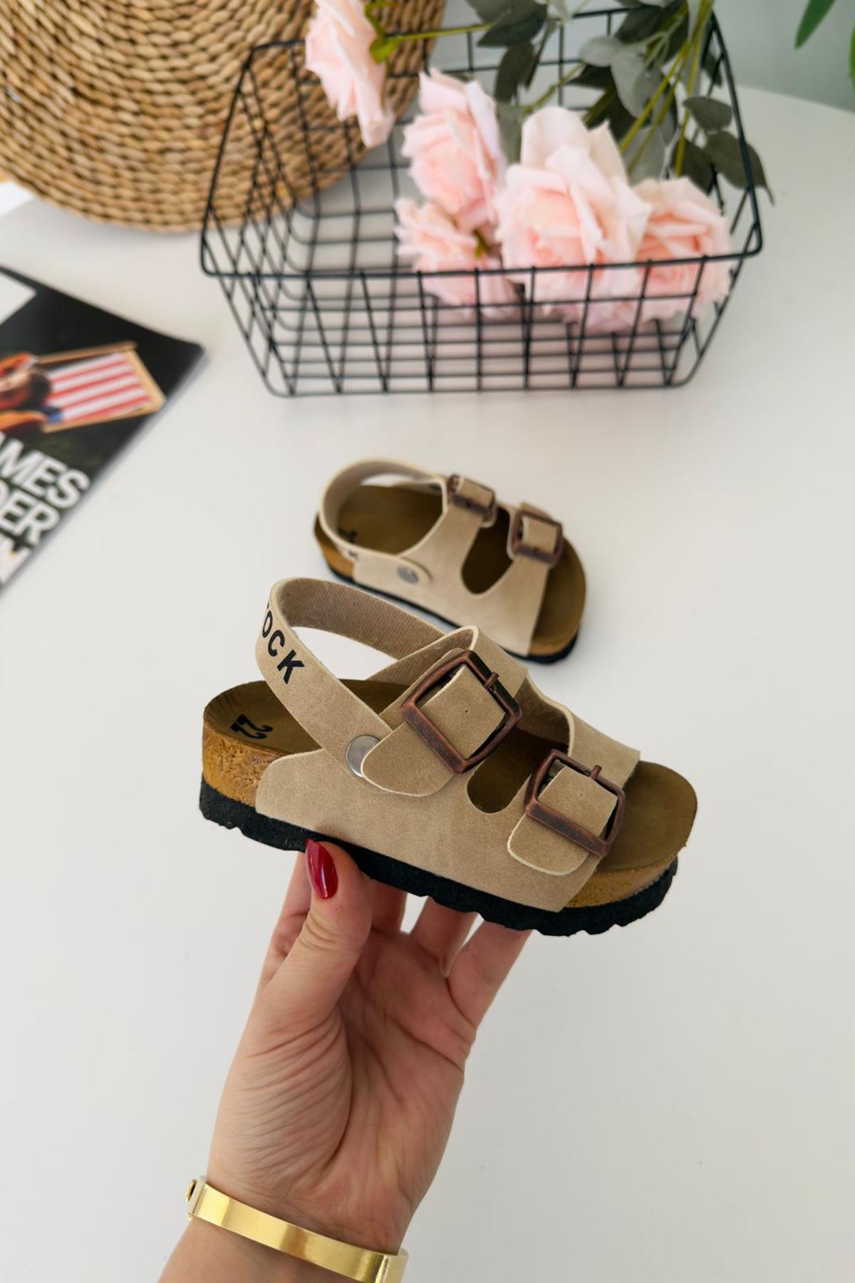 Miniğimin Ciciler Yazlık Unisex Çocuk Sandalet - Vizon
