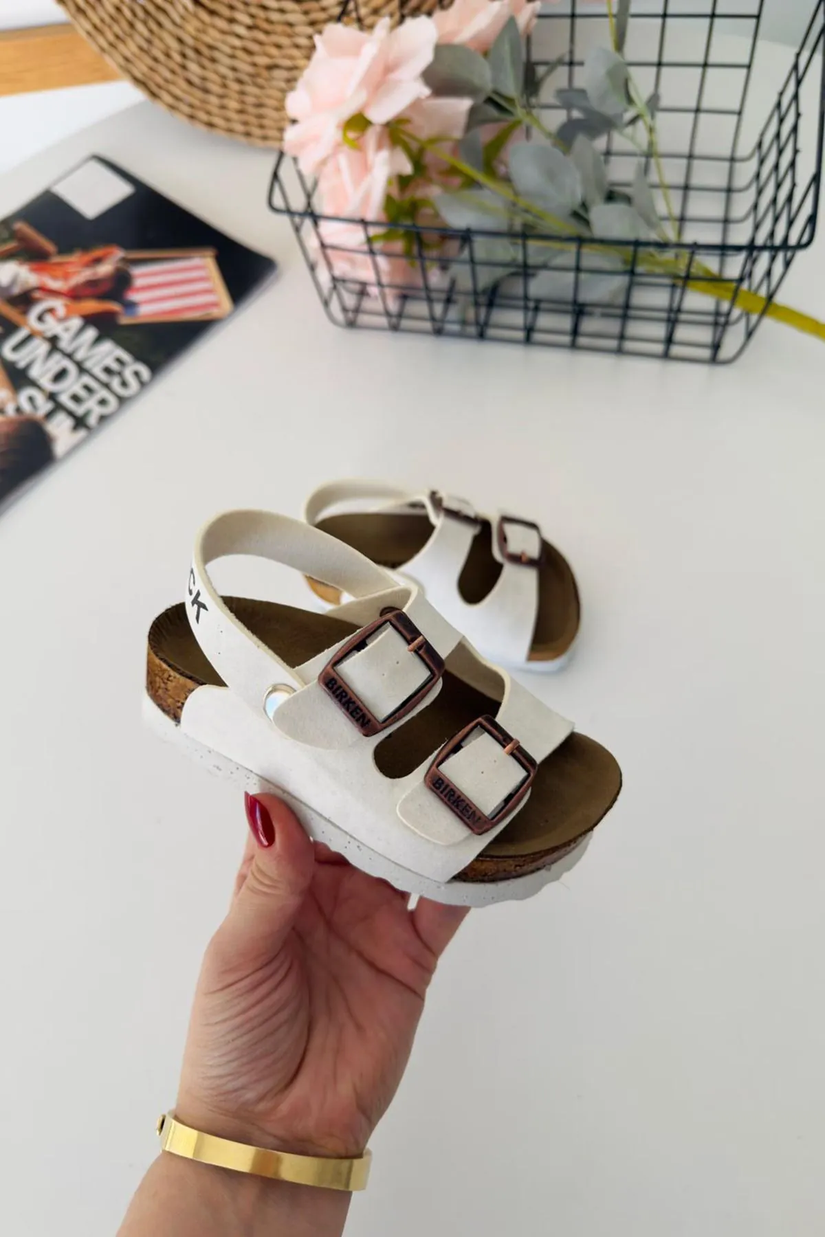 Miniğimin Ciciler Yazlık Unisex Çocuk Sandalet - Beyaz