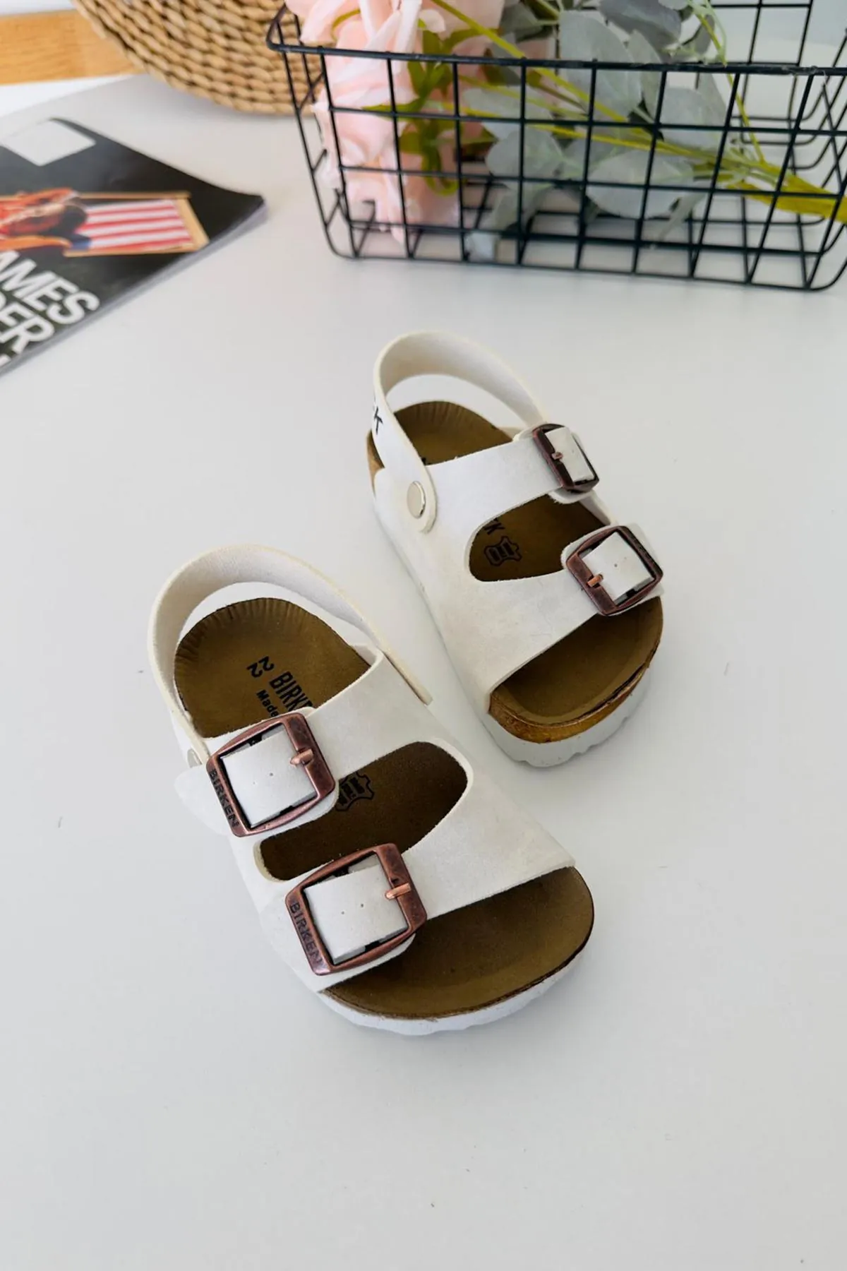 Miniğimin Ciciler Yazlık Unisex Çocuk Sandalet - Beyaz