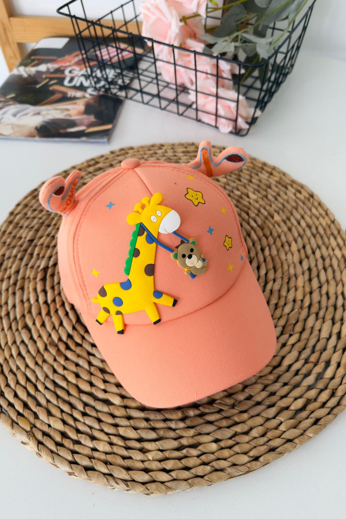 Miniğimin Cicileri 5-8 Unisex Zürefa Desenli Çocuk Şapka - Oranj
