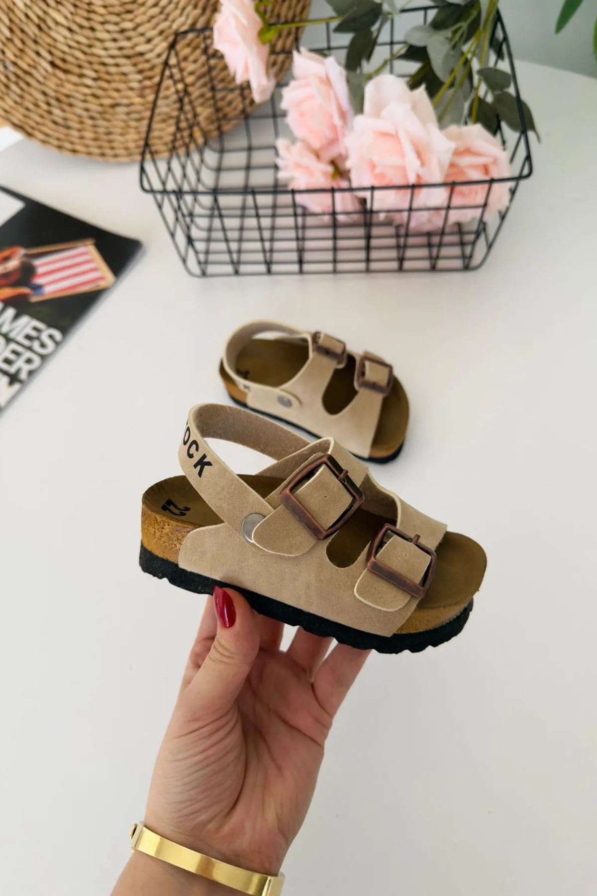 Miniğimin Ciciler Yazlık Unisex Çocuk Sandalet - Krem