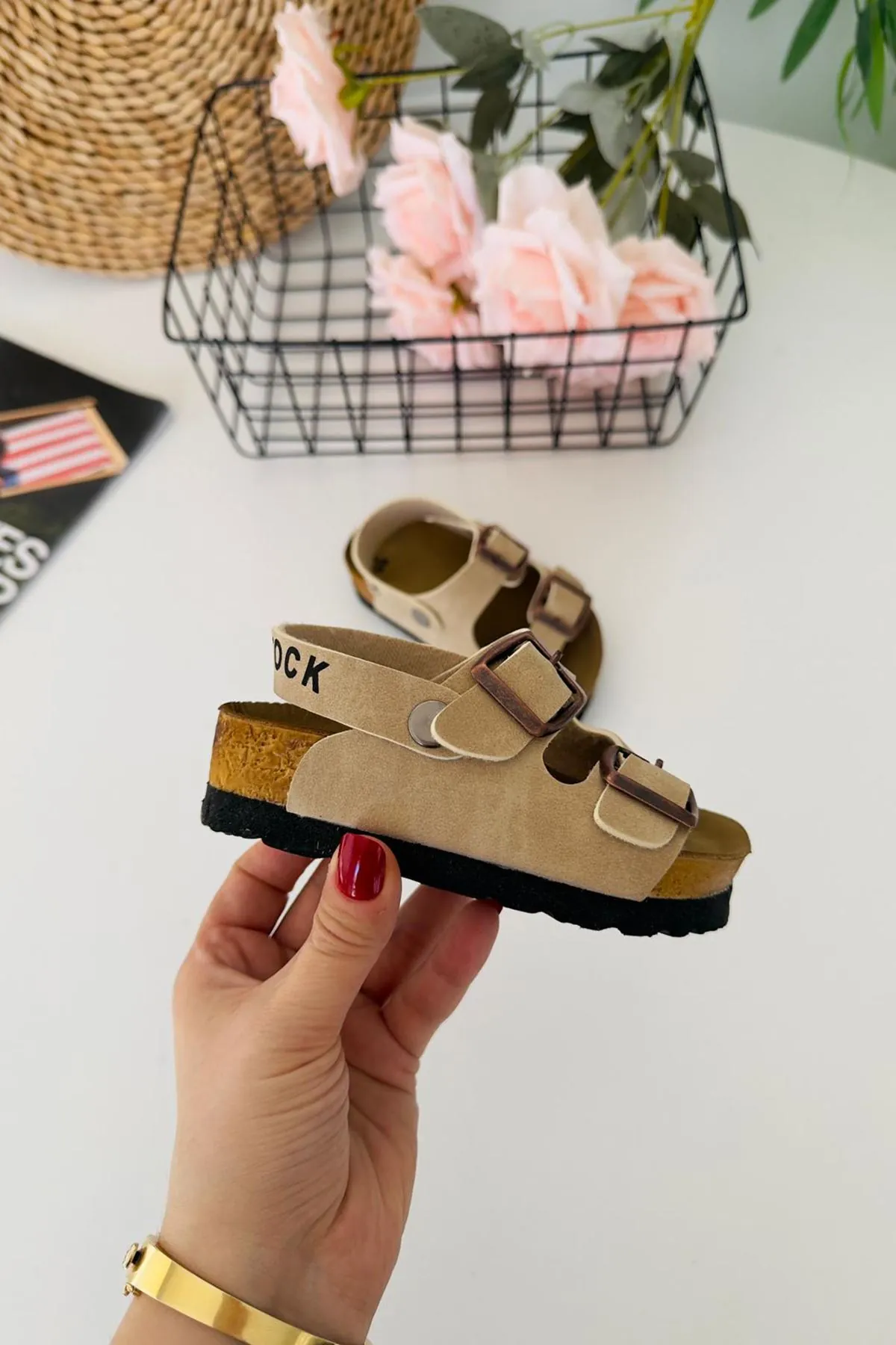 Miniğimin Ciciler Yazlık Unisex Çocuk Sandalet - Krem