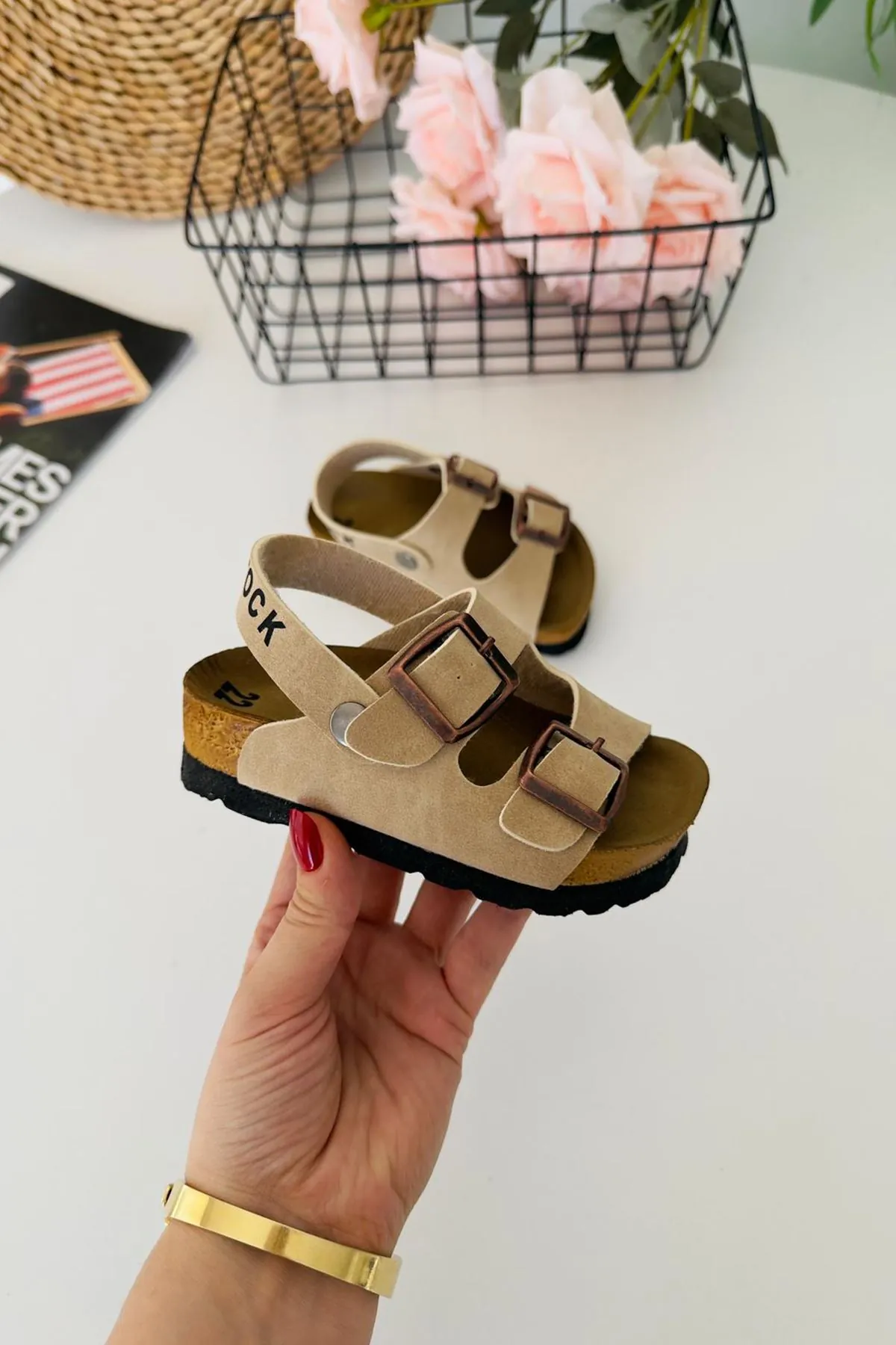 Miniğimin Ciciler Yazlık Unisex Çocuk Sandalet - Krem
