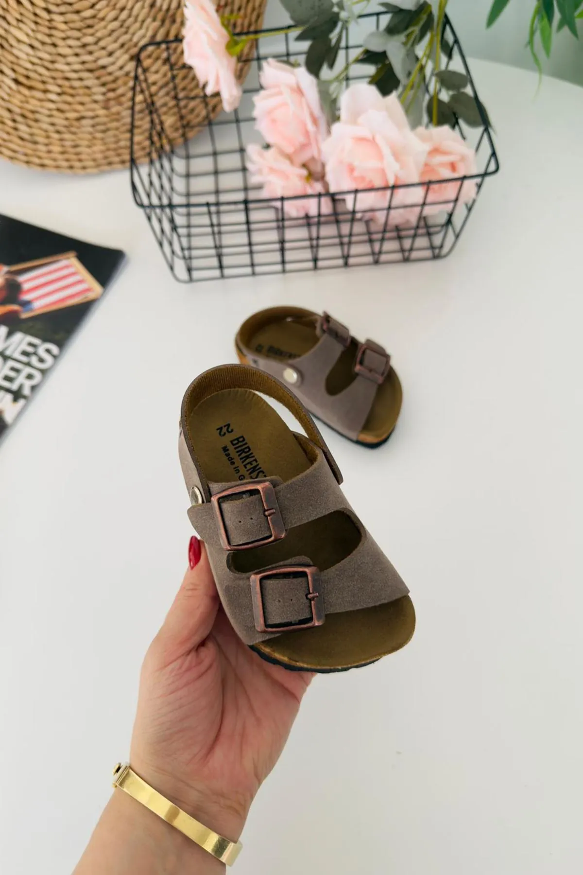 Miniğimin Ciciler Yazlık Unisex Çocuk Sandalet - Vizon