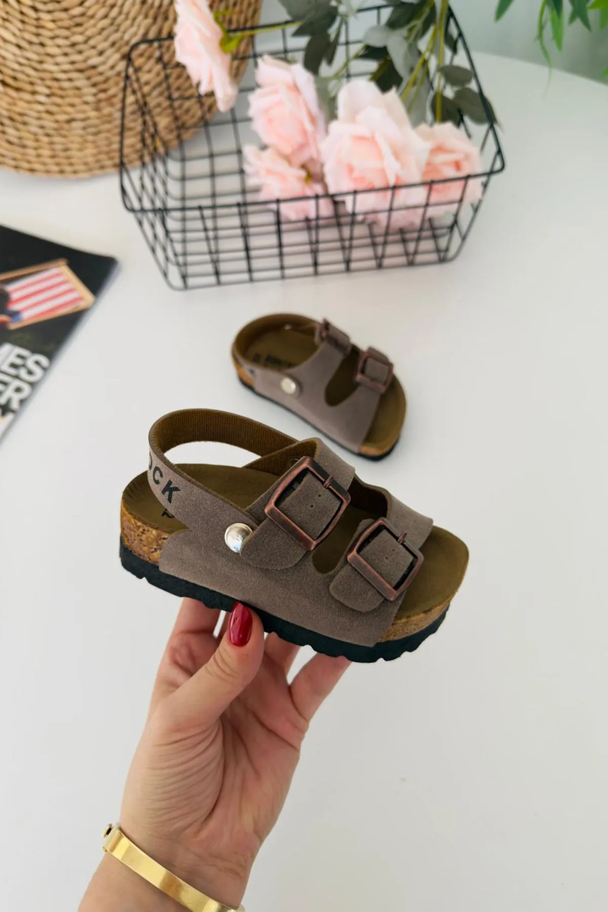 Miniğimin Ciciler Yazlık Unisex Çocuk Sandalet - Vizon