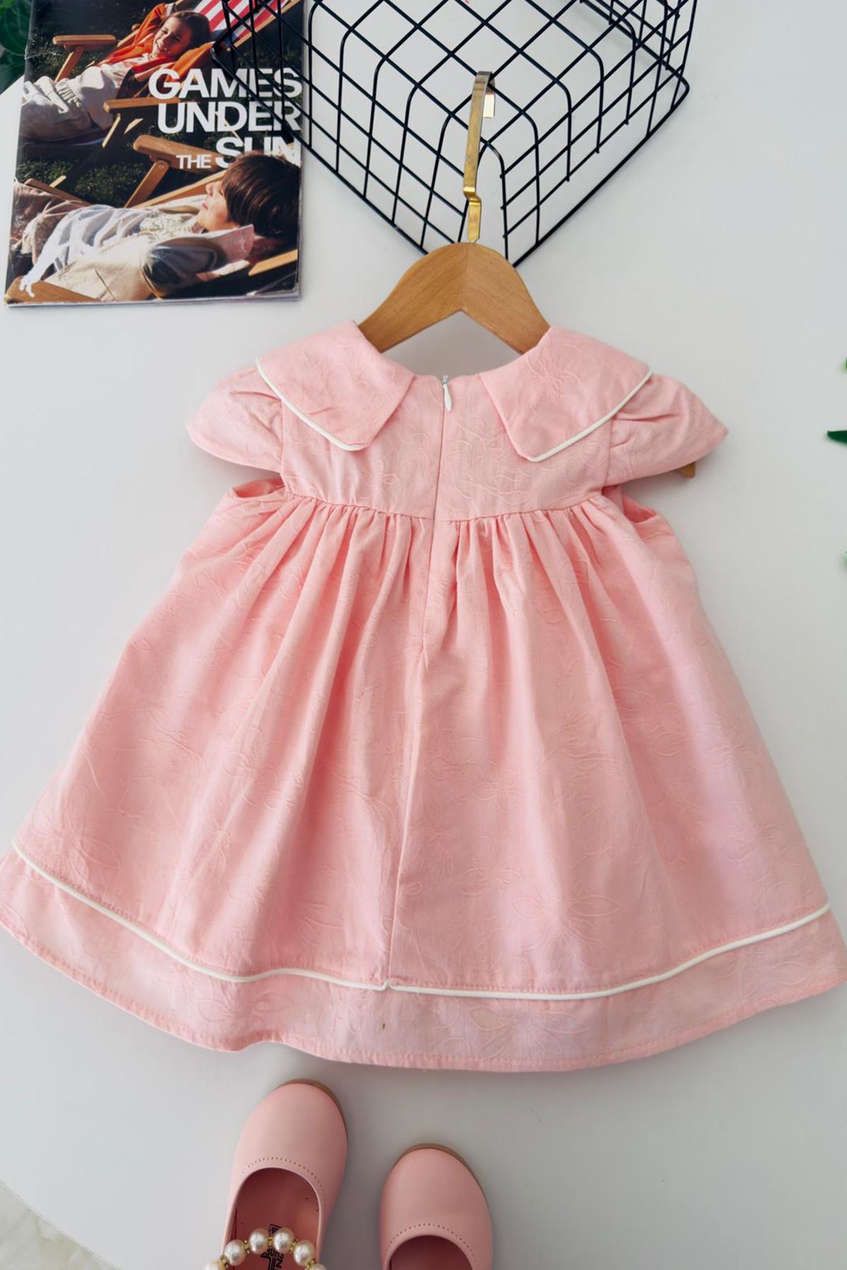 Miniğimin Cicileri Lale Detaylı Kız Bebek Pamuk Elbise - Pembe