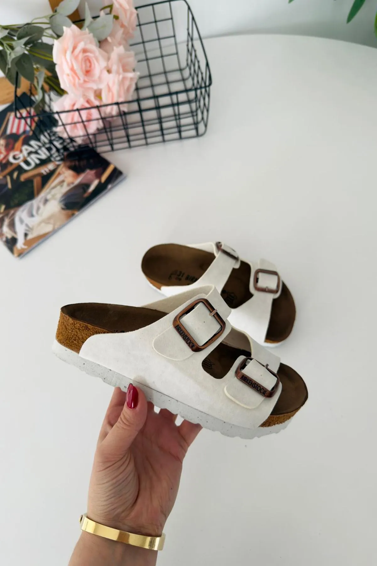 Miniğimin Cicileri Mantar Tabanlı Unisex Çocuk Terliği - Beyaz
