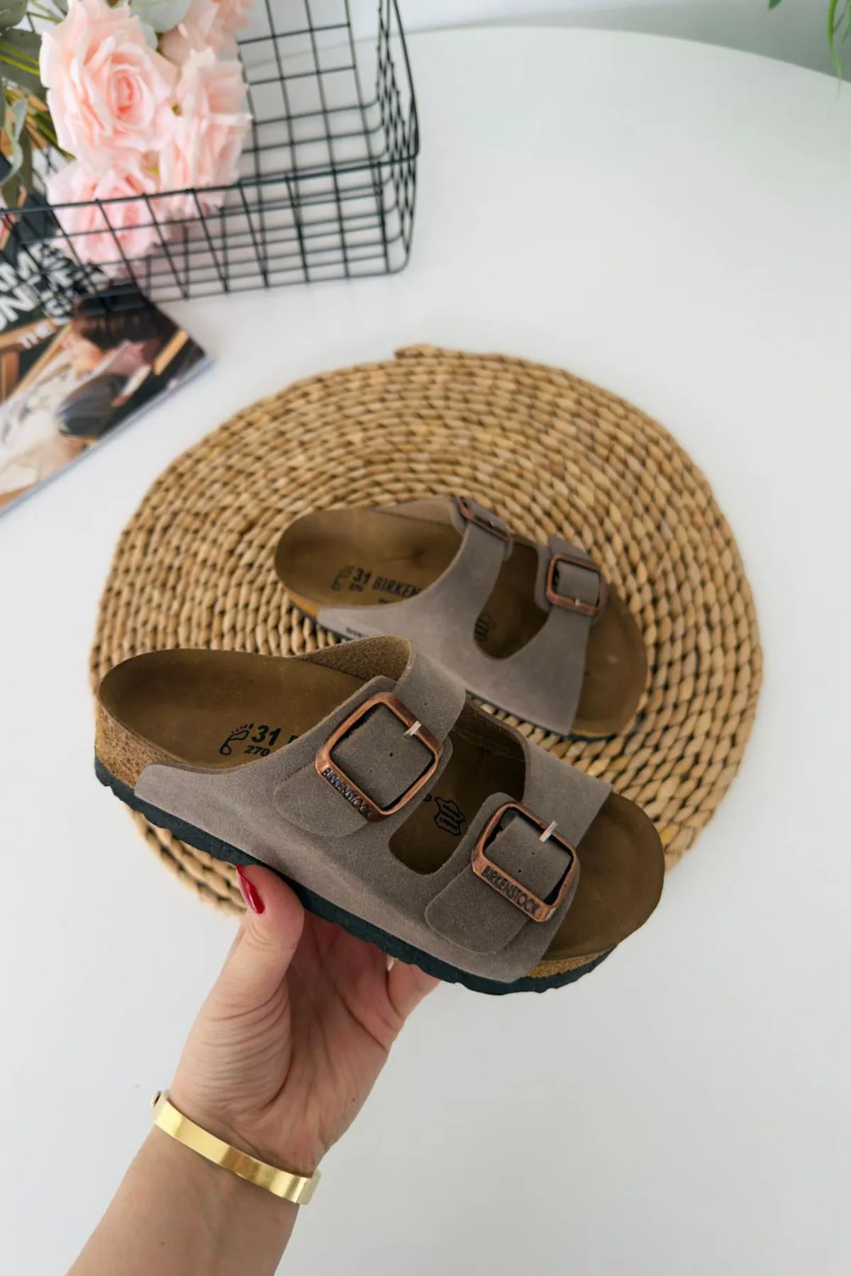Miniğimin Cicileri Mantar Tabanlı Unisex Çocuk Terliği - Vizon