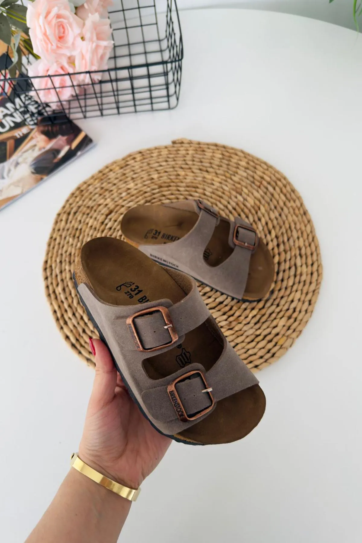 Miniğimin Cicileri Mantar Tabanlı Unisex Çocuk Terliği - Vizon
