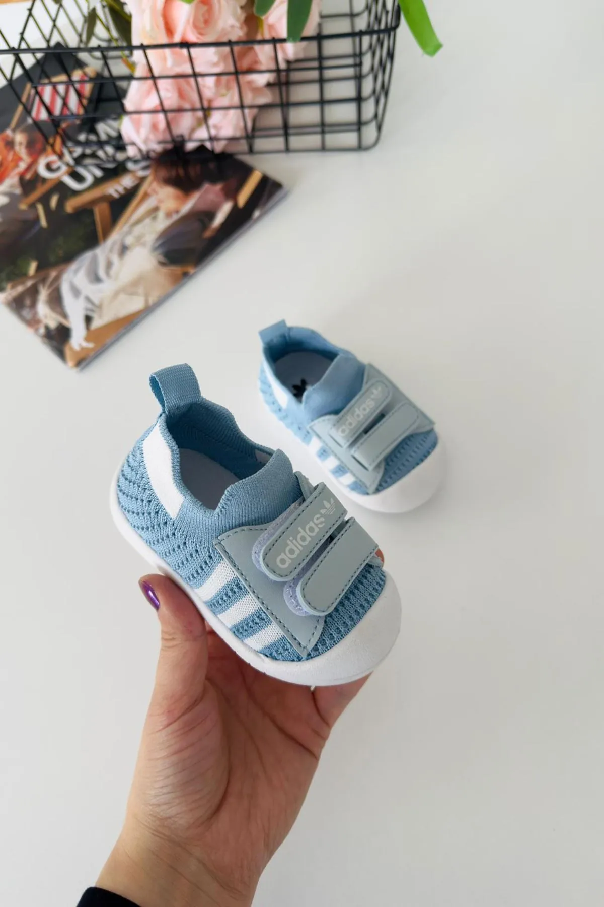 Miniğimin Cicileri Barefoot Taban Cırtlı Unisex Bebe Ayakkabı - Mavi