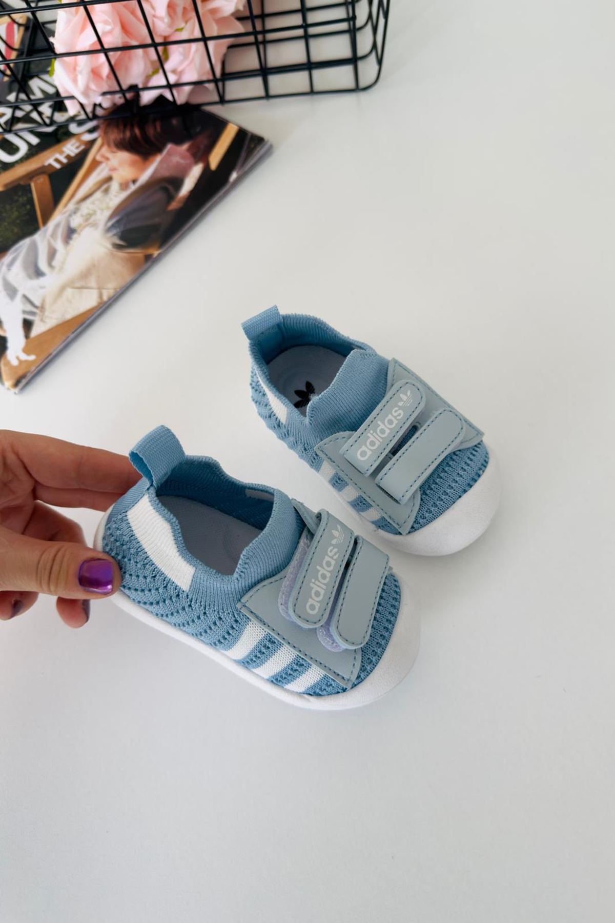 Miniğimin Cicileri Barefoot Taban Cırtlı Unisex Bebe Ayakkabı - Mavi