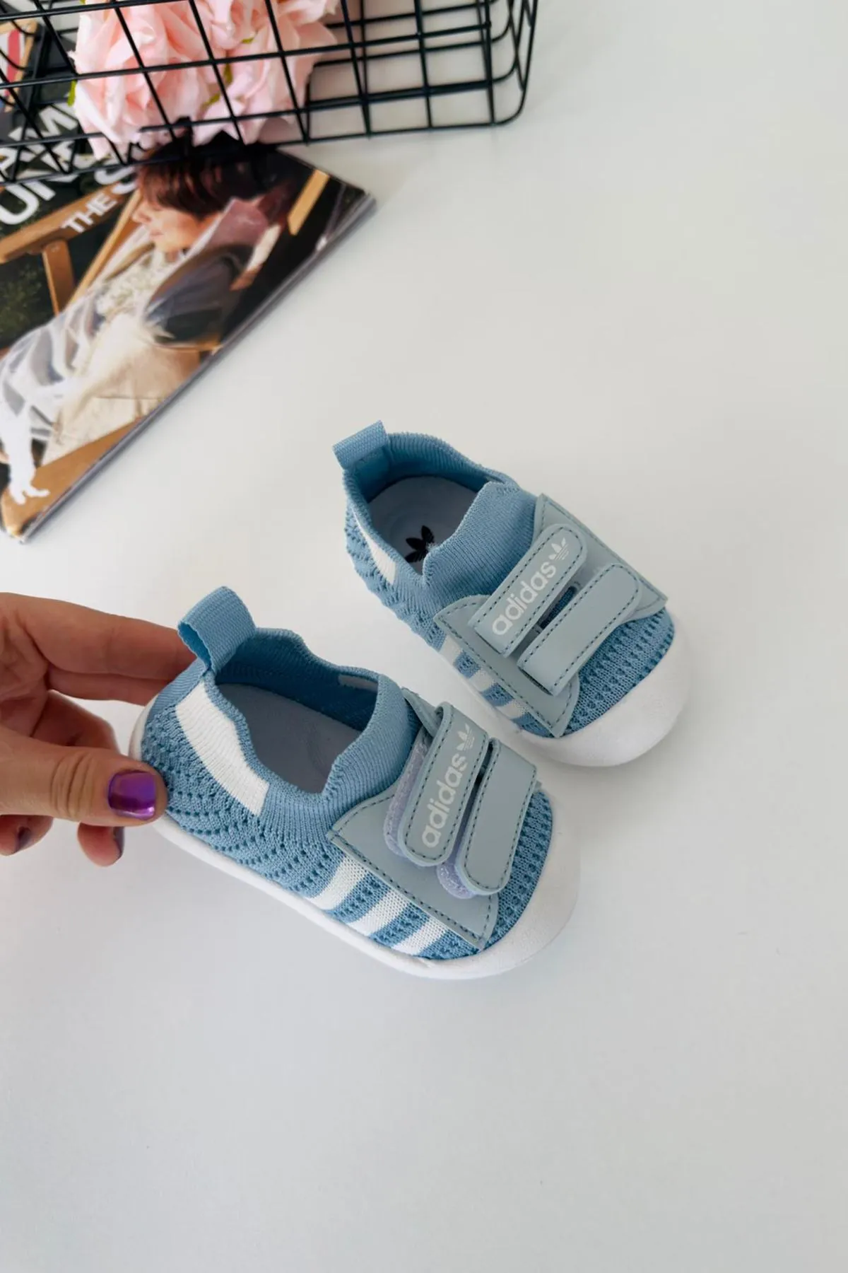 Miniğimin Cicileri Barefoot Taban Cırtlı Unisex Bebe Ayakkabı - Mavi
