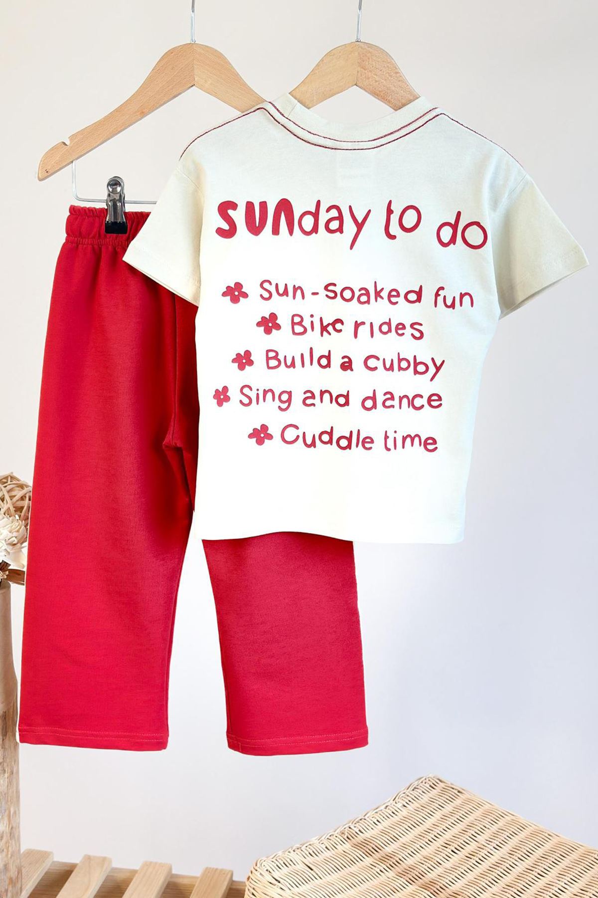 Miniğimin Cicileri Sunday List Kız Çocuk 2 li takım - Kırmızı