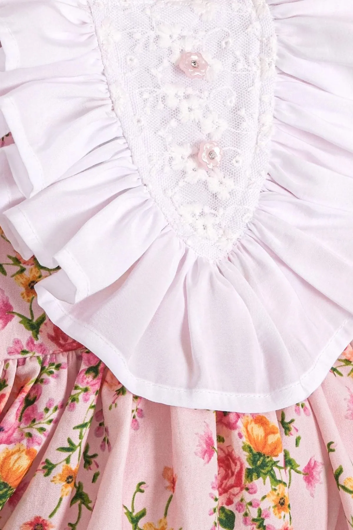 Miniğimin Cicileri Vitange Baharlık Çiçekli Kız Çocuk Elbise - Pembe