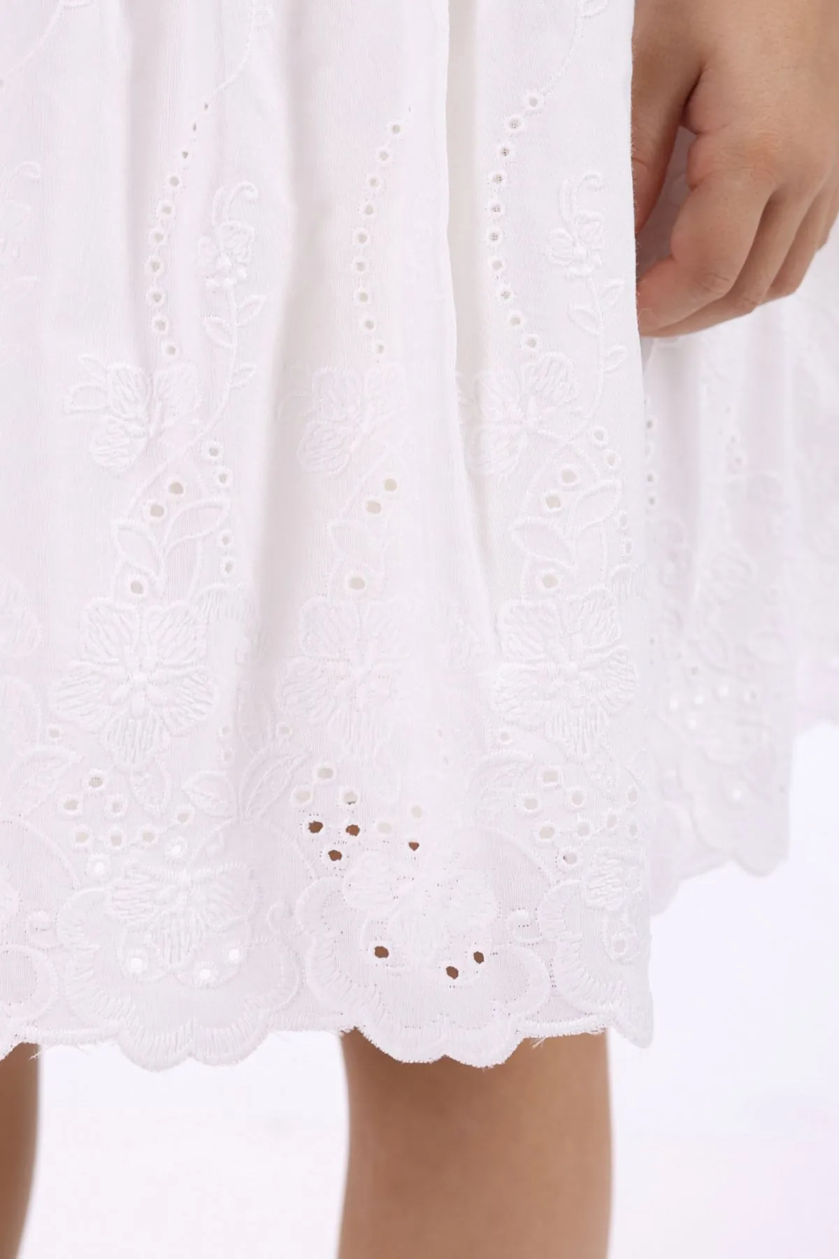 Miniğimin Cicileri Çiçek Baskılı Crop Brode Etekli Kız Çocuk Takım - Mavi