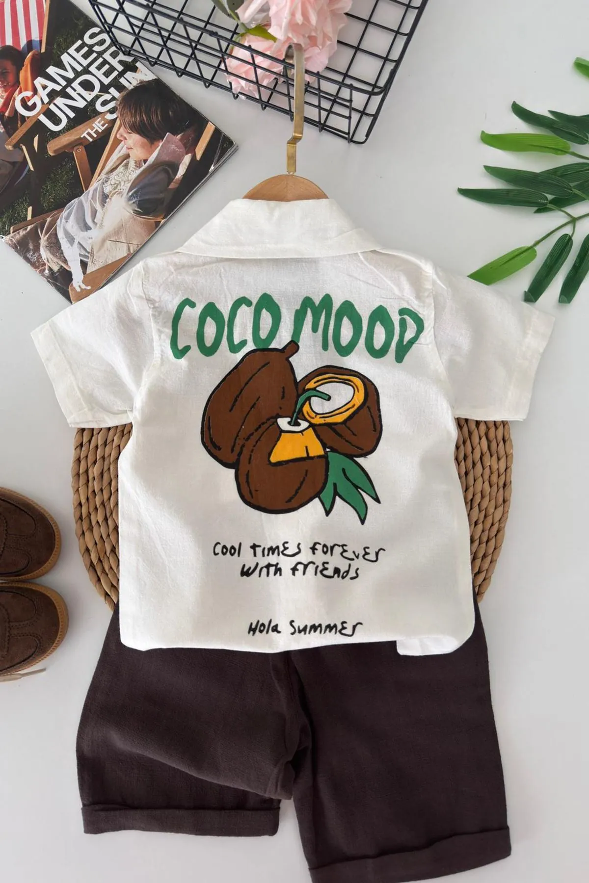 Miniğimin Cicileri Coco Mood Gömlekli Erkek Çocuk Şort Takım - Ekru