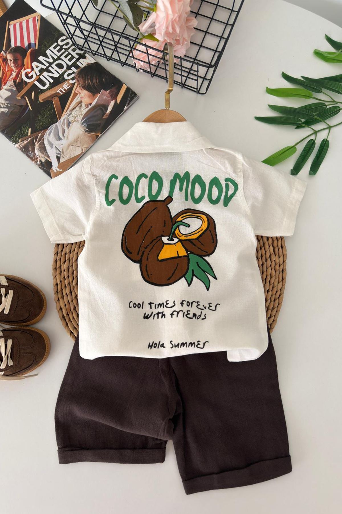 Miniğimin Cicileri Coco Mood Gömlekli Erkek Çocuk Şort Takım - Ekru