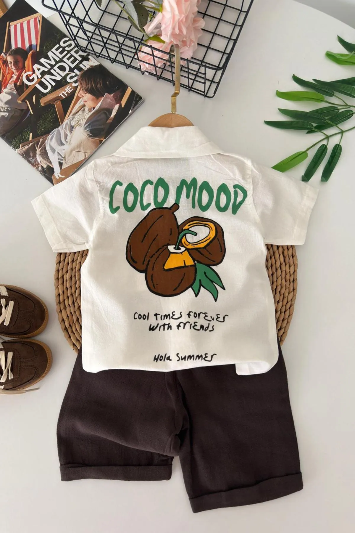 Miniğimin Cicileri Coco Mood Gömlekli Erkek Çocuk Şort Takım - Ekru