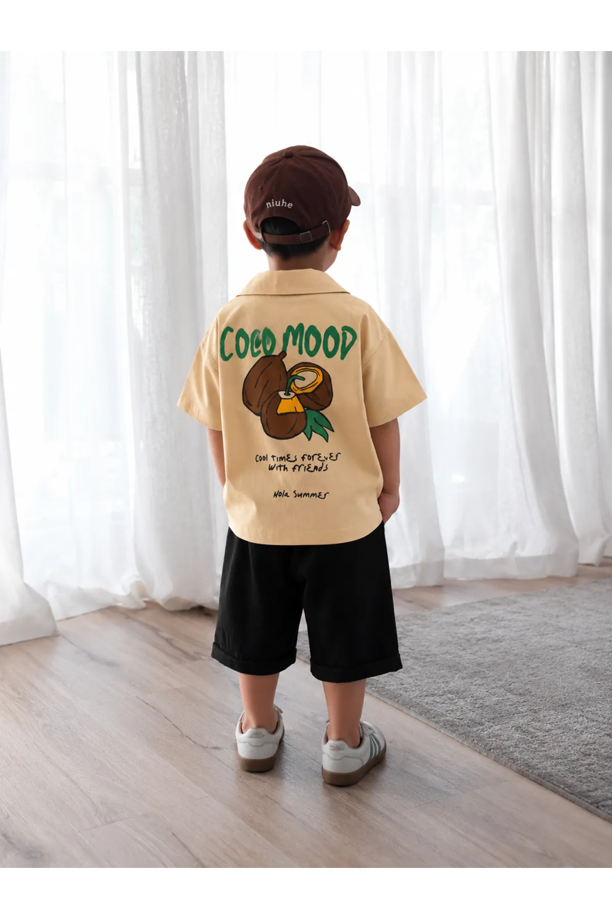 Miniğimin Cicileri Coco Mood Gömlekli Erkek Çocuk Şort Takım - Bej