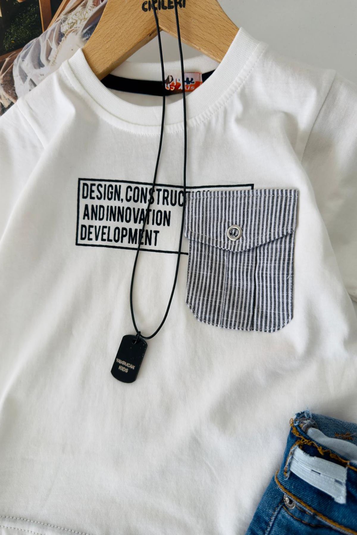 Miniğimin Cicileri Casual Erkek Çocuk Kot Şortlu Takım - Ekru