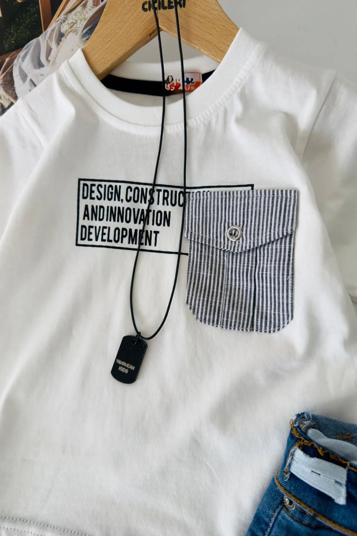 Miniğimin Cicileri Casual Erkek Çocuk Kot Şortlu Takım - Ekru
