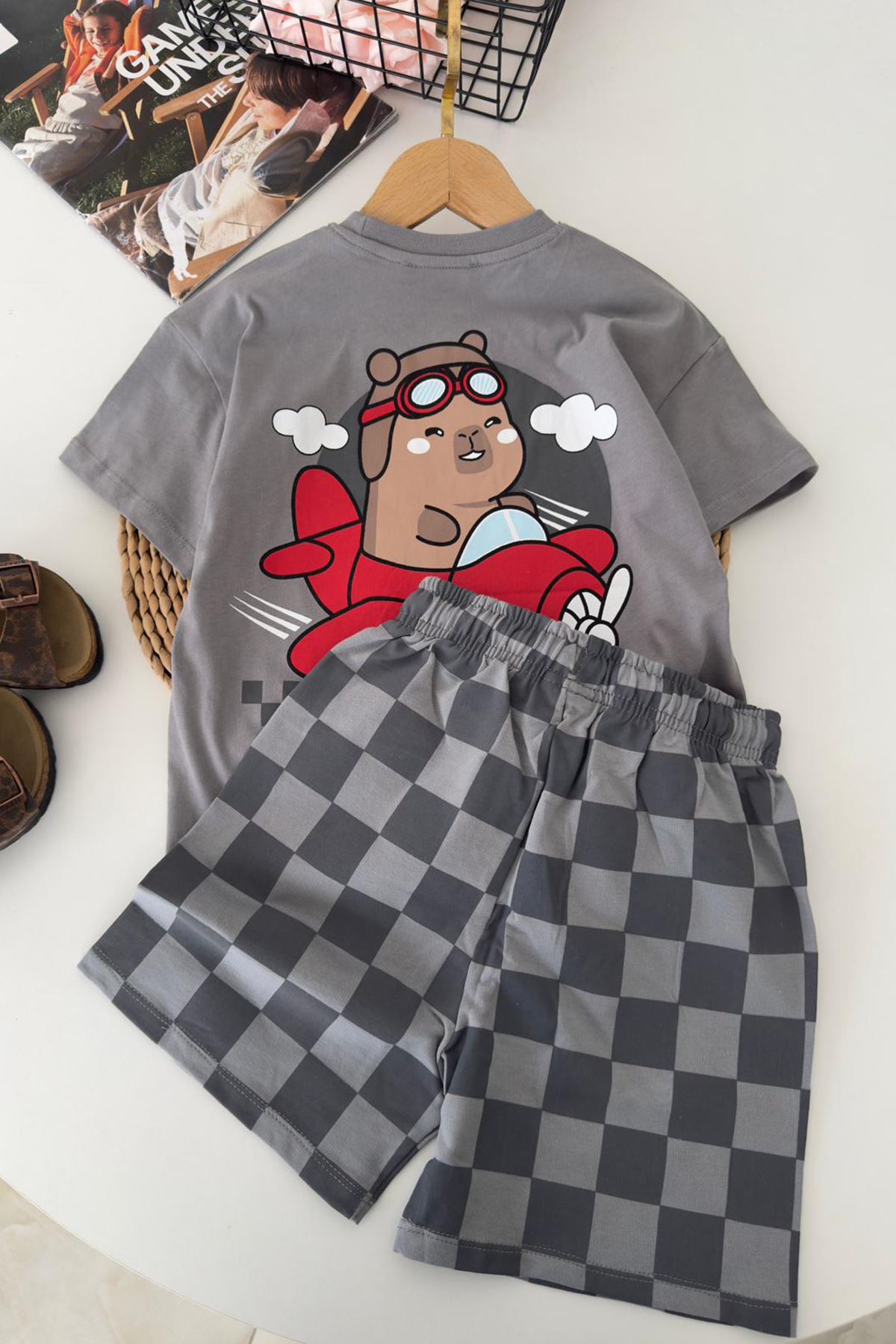 Miniğimin Cicileri Arka ve Ön Cpyfn Baskılı Unisex Çocuk Takım - Gri
