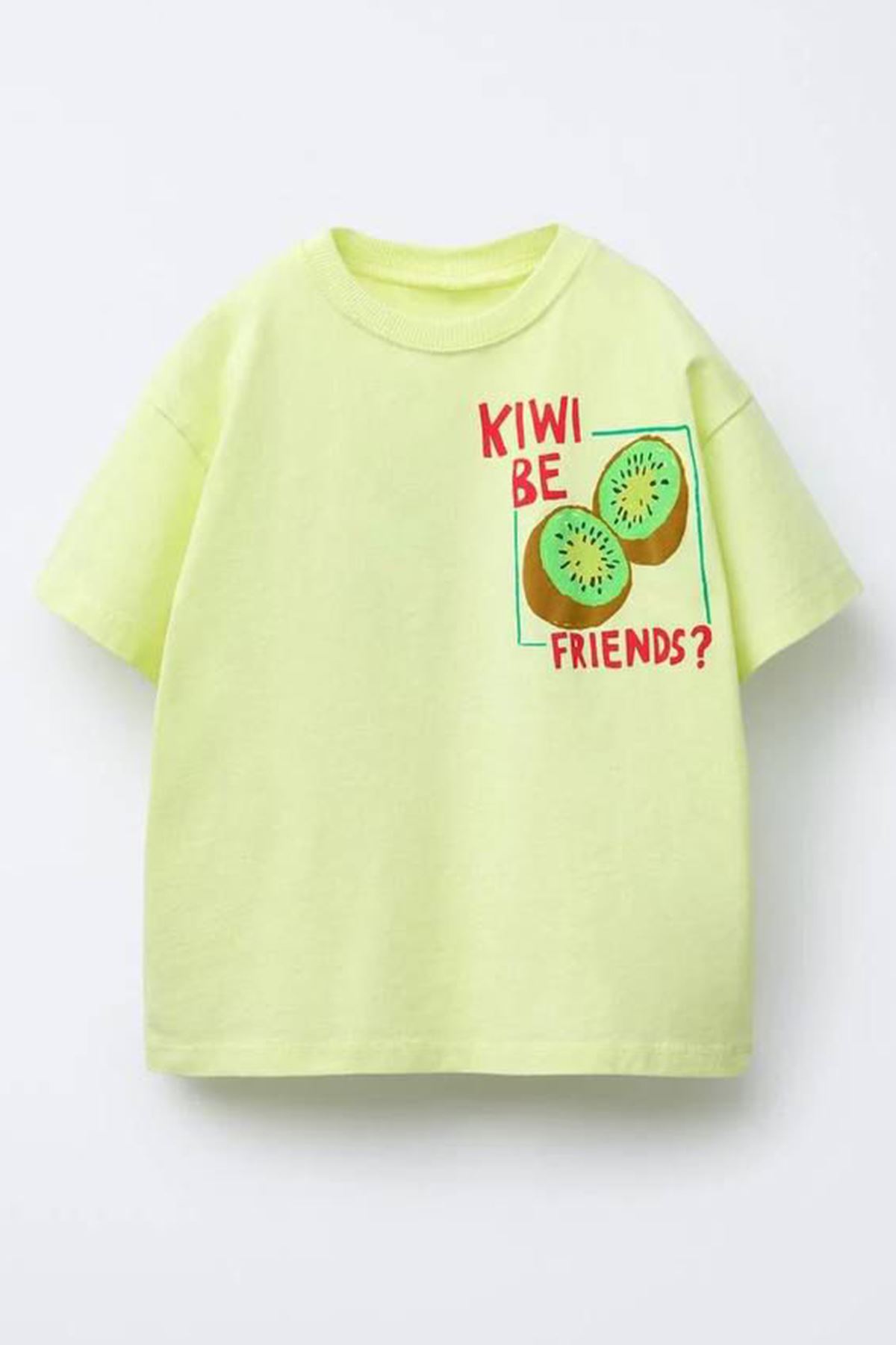 Miniğimin Cicileri Kiwi Friends Baskılı Erkek Çocuk Tişört - Yeşil