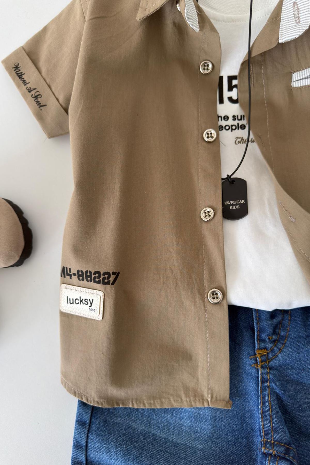 Miniğimin Cicileri Casual Style Kolyeli Erkek Çocuk 4 lü Takım - Haki