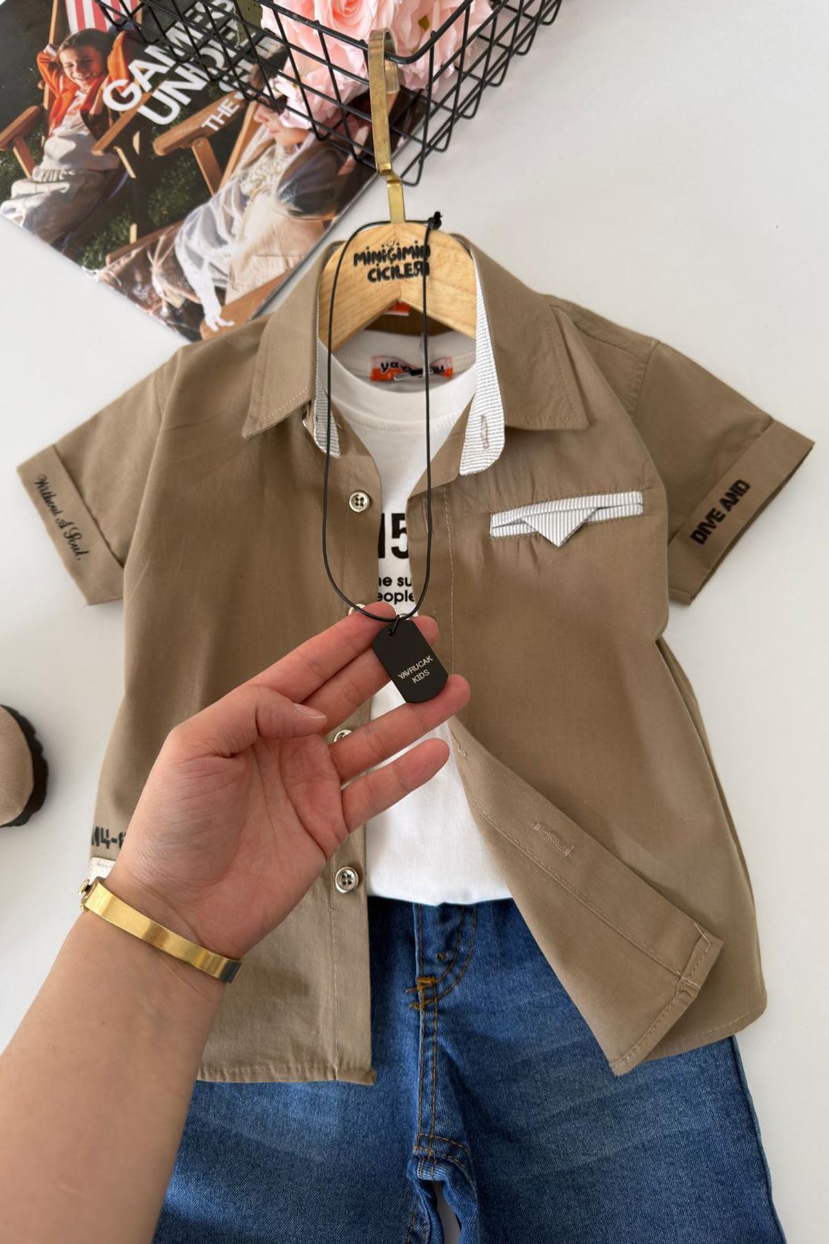 Miniğimin Cicileri Casual Style Kolyeli Erkek Çocuk 4 lü Takım - Haki