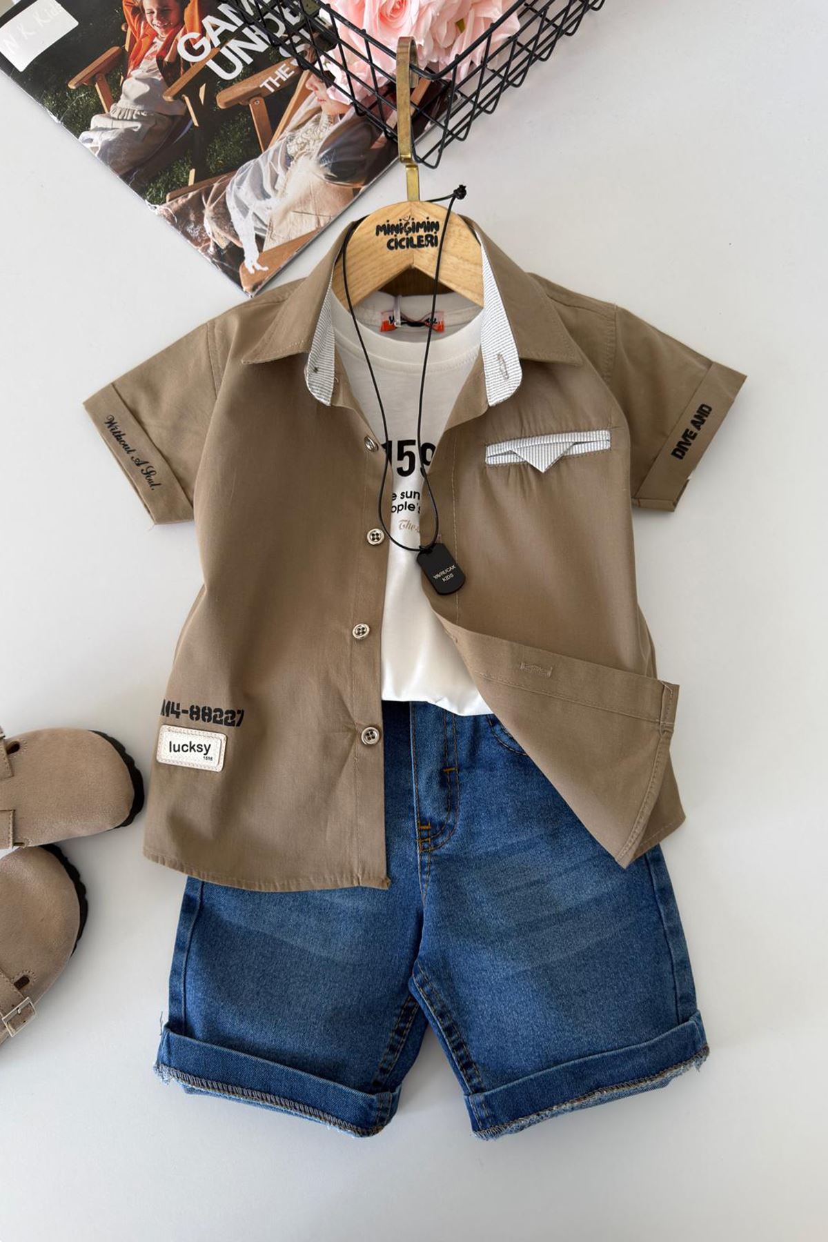 Miniğimin Cicileri Casual Style Kolyeli Erkek Çocuk 4 lü Takım - Haki