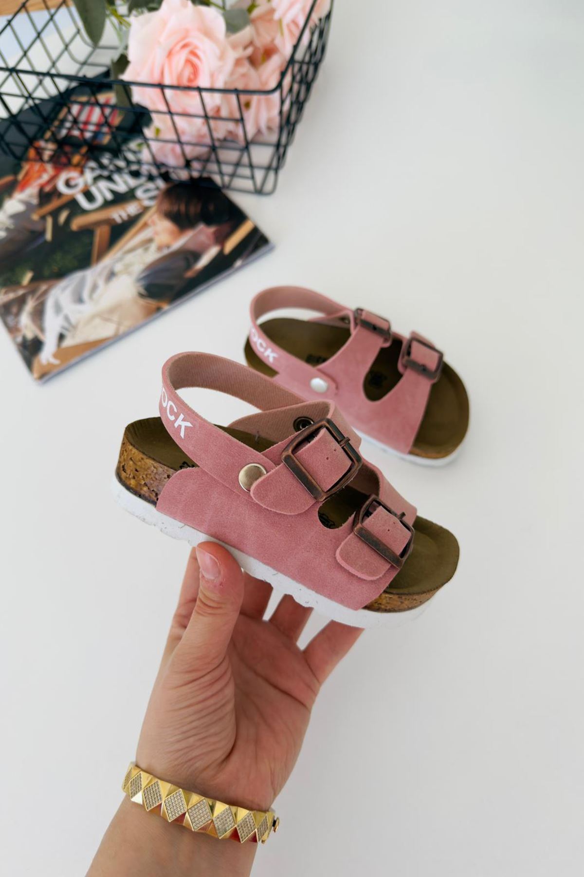 Miniğimin Ciciler Yazlık Unisex Çocuk Sandalet - Pudra