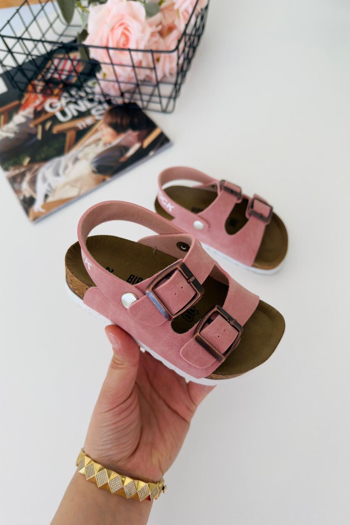 Miniğimin Ciciler Yazlık Unisex Çocuk Sandalet - Pudra